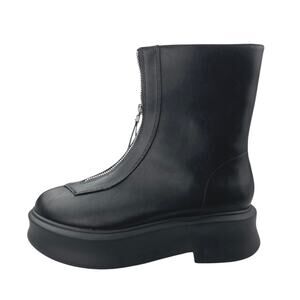 Just Fab Bria Women's Black Faux Leather Zip Up Platform Combat Boots Size 7.5